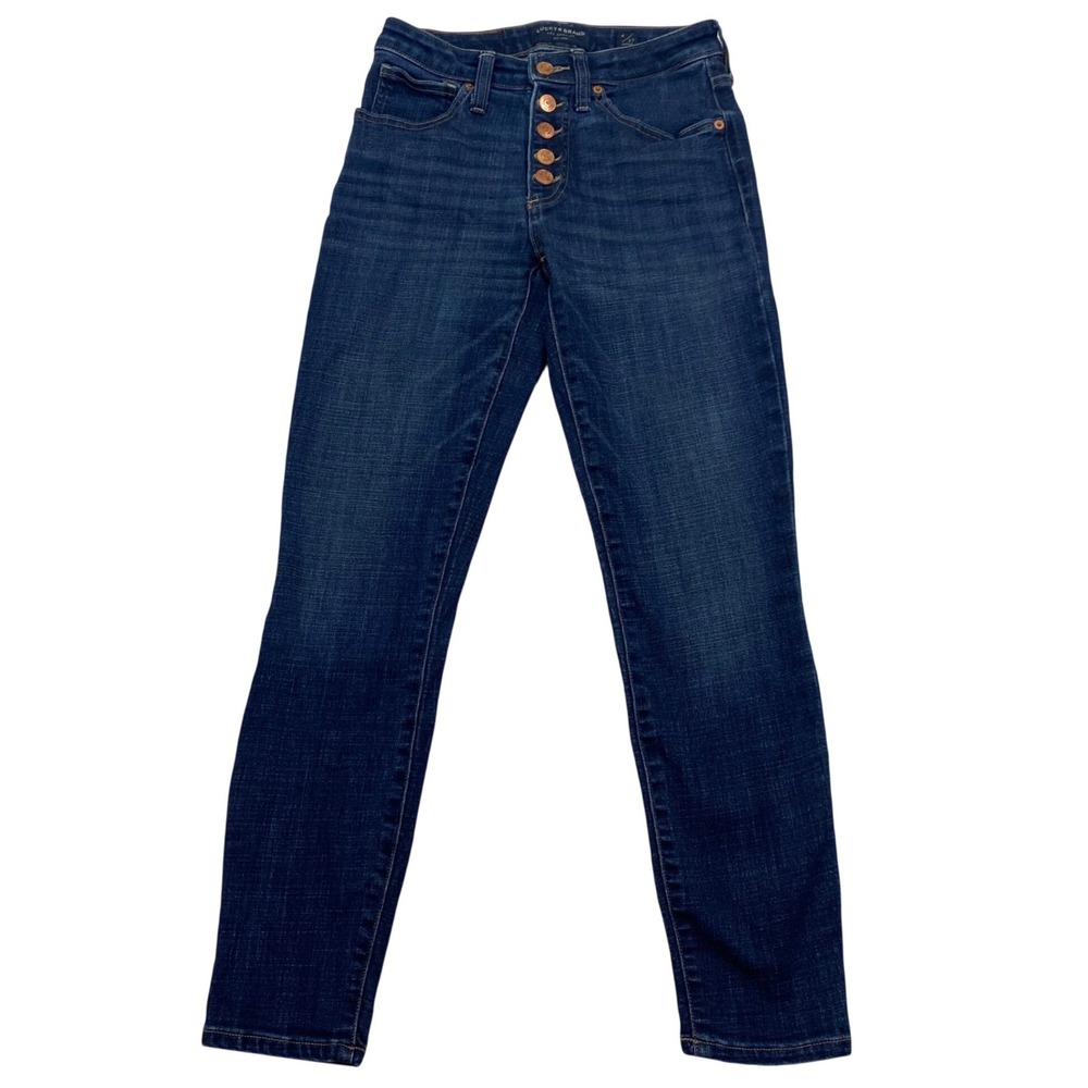 Lucky Brand Ava Skinny Ankle Jeans Womens 4/27 Blue Mid Rise Button Fly 7WD11452
